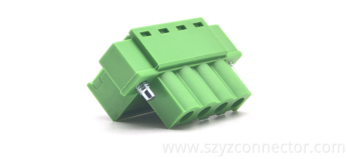 Pluggable Terminal Blocks Female Copper Block with Lug Non-Latching Green 1*4P Pluggable Terminal Blocks Female Copper Block with Lug Non-Latching Green 1*4P